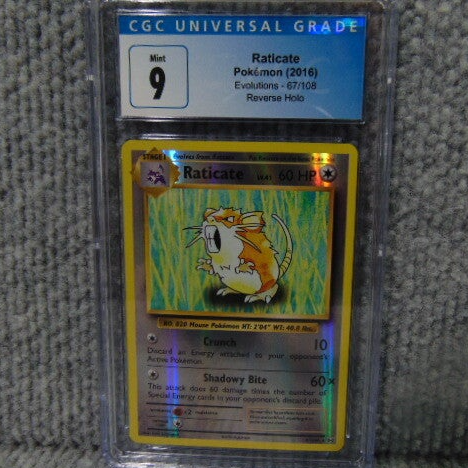 CGC Universal (Grade 9) 2016 Raticate Reverse Holo Evolution Set Card #67/108