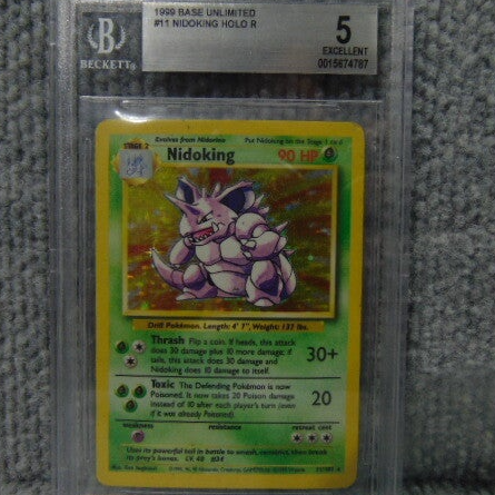 1999 Base Unlimited R Nidoking Holo #11 Becket 5 Excellent.