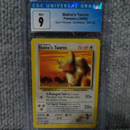 CGC Universal (Graded 9) 2000 Blaines Tauros Card #64/132