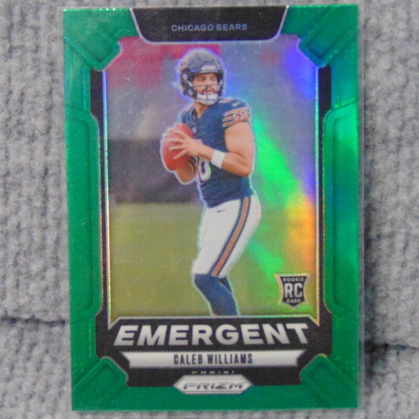 Caleb Williams Rookie. 2024 Panini Emergent Green Prizm Refractor.