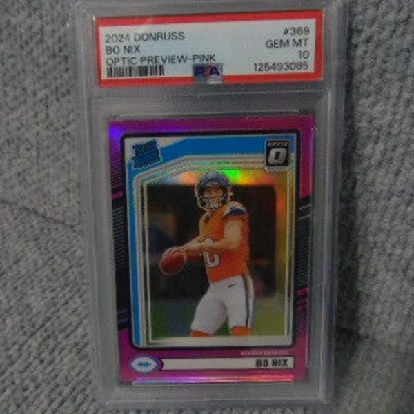 2024 Donruss Optic Preview Pink Refractor Bo Nix Rookie Card #369