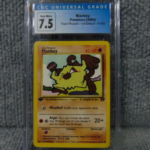 2000 CGC Universal (Grade 7.5) Mankey Team Rocket 1st Edition.#61/82
