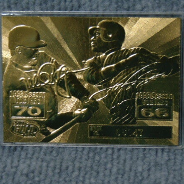 1998 Gold Record Breaking Mark McGwire and Sammy Sosa Card.