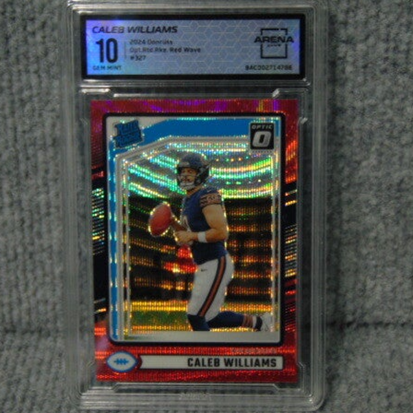 2024 DonrussCaleb Williams Rookie Rated Optic Red Wave Refractor.