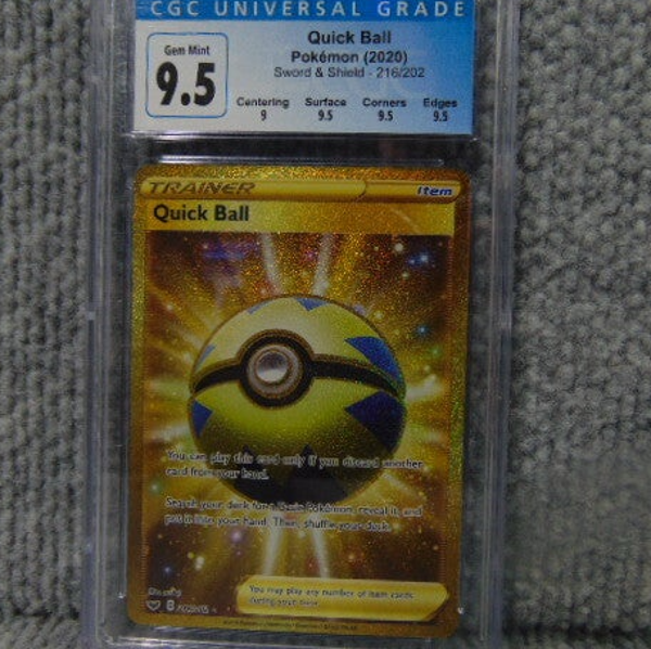(Grade 9.5) 2022 Full Art Gold Quick Ball #216/202