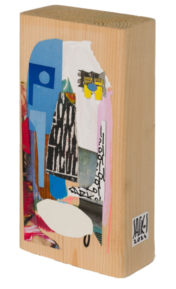Jeroen Sarkol Mixed Media op houten blok
