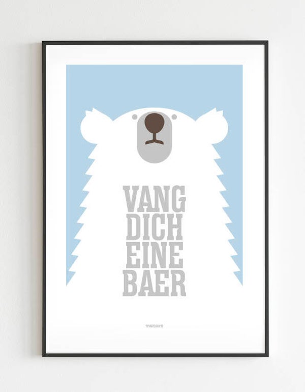 Tim Smit 'VANG DICH EINE BEAR' wit in 4 afmetingen