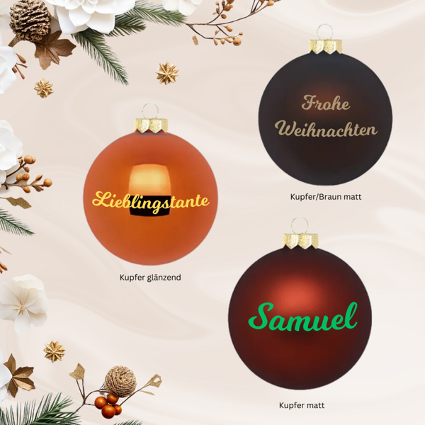 Christbaumkugel personalisiert kupfer & braun