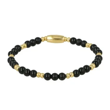 Gouden Onyx Armband - Luxe Elastisch Design