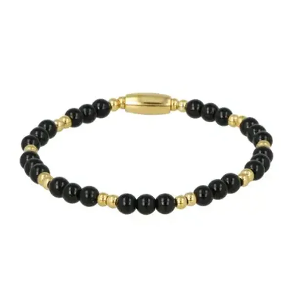 Gouden Onyx Armband - Luxe Elastisch Design