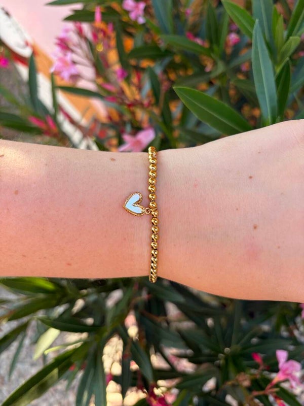 Beaded Stretch Heart Gold
