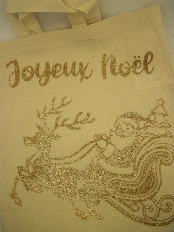 Tote bag de Noël - traineau père Noël