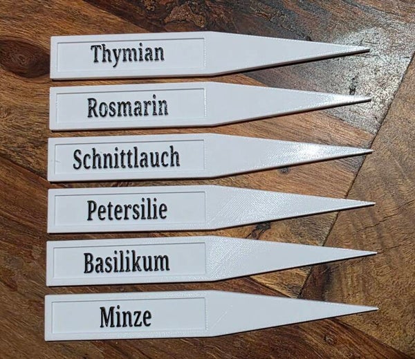 6er Set personalisierte Pflanzschilder Kräuterschilder 3D-Druck PETG wetterfest