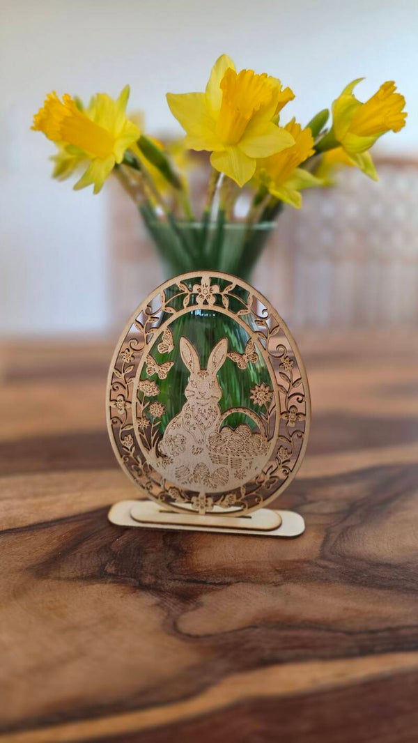 Zauberhafter, lasergeschnittener Osterhase aus Holz – filigrane Frühlingsdeko 🌷🐇