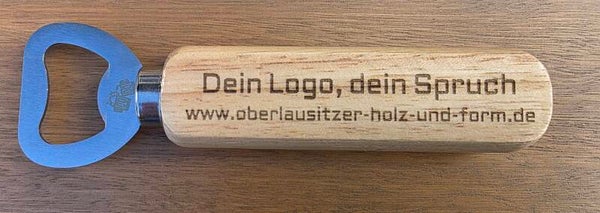 ✅ Personalisierter Holz-Flaschenöffner – Dein Logo, dein Spruch!