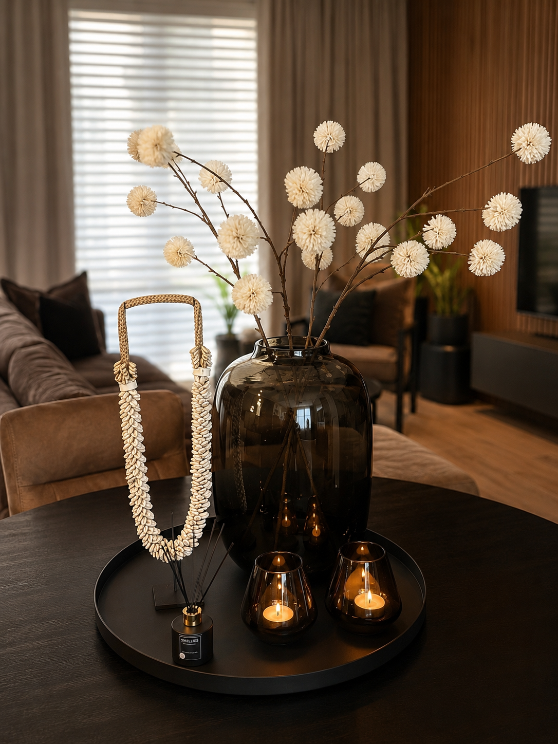 Complete Styling Set Hotel Chic – Dienblad, Vaas & Pompom Takken