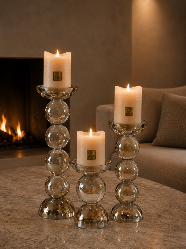 Glazen Kandelaar Set Amber – Colmore