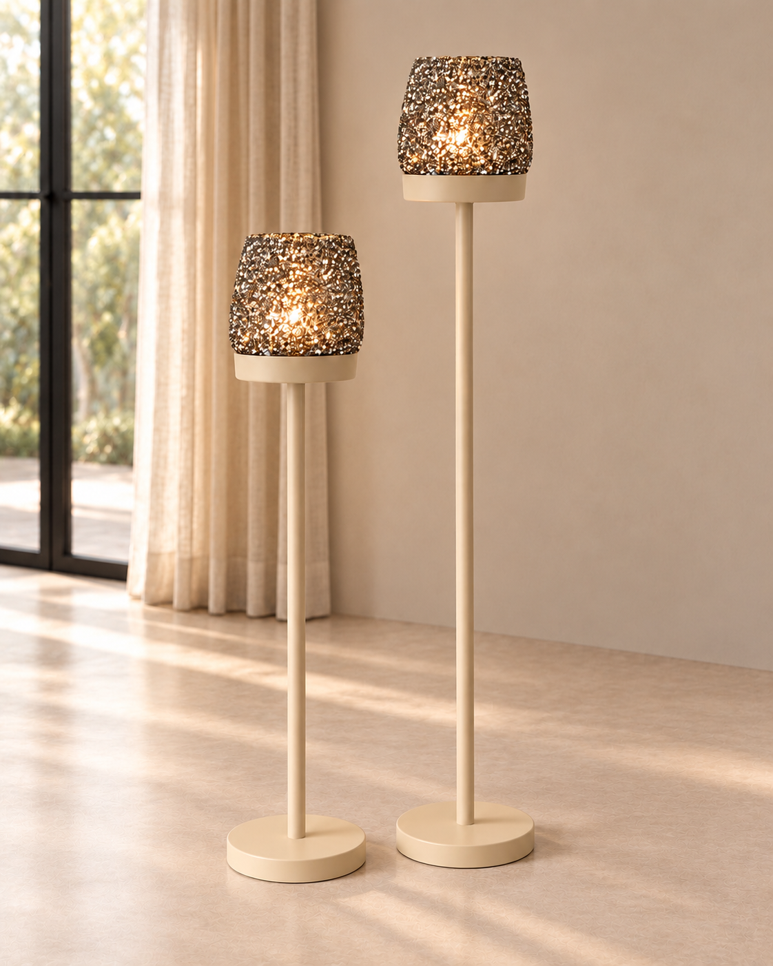 Vloerkandelaar Set Beige – Windlichten naar keuze | Vanaf € 81,00
