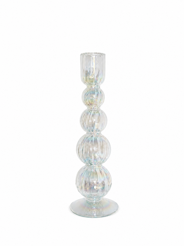 Iridescent Glazen Kandelaar – Transparant
