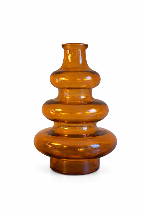Orange glazen cilindervaasje maat - L