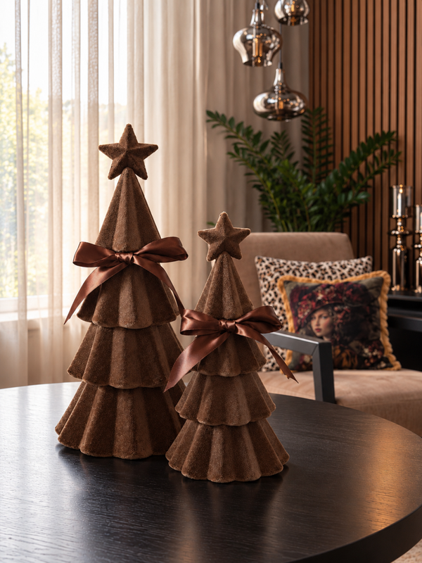 Connor Velvet kerstboom met strik – Donkerbruin – M