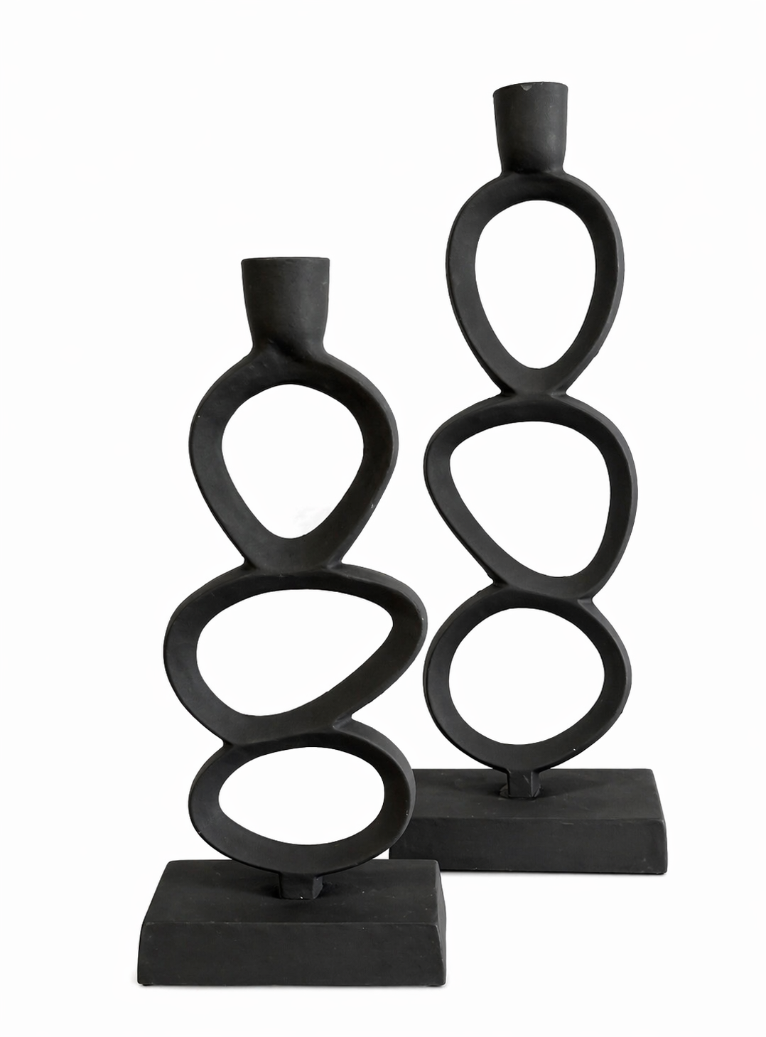 Zwarte kandelaars set van twee staal – modern design