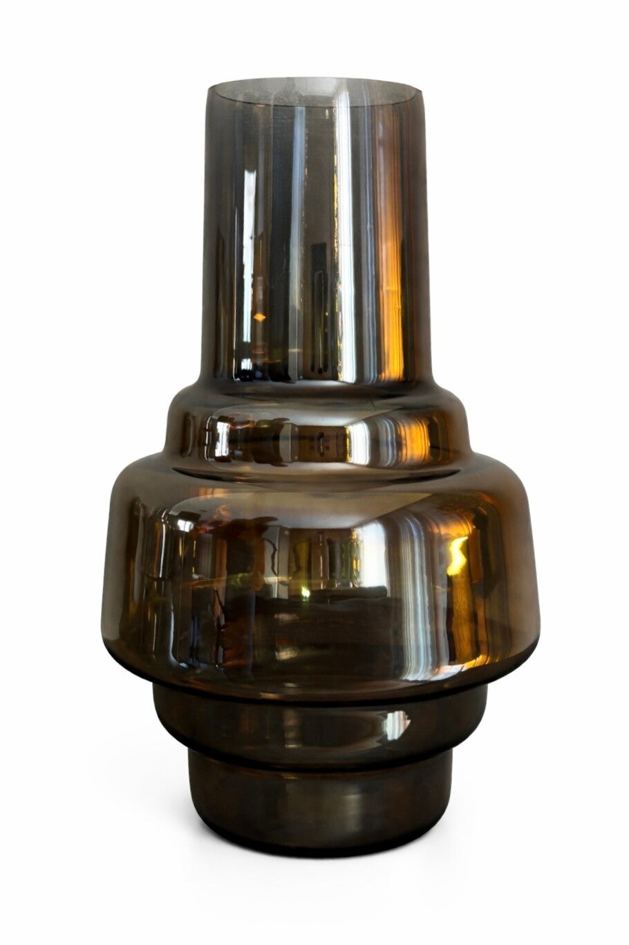 Bruin - grijze glazen vaas met metallic glans - Lara