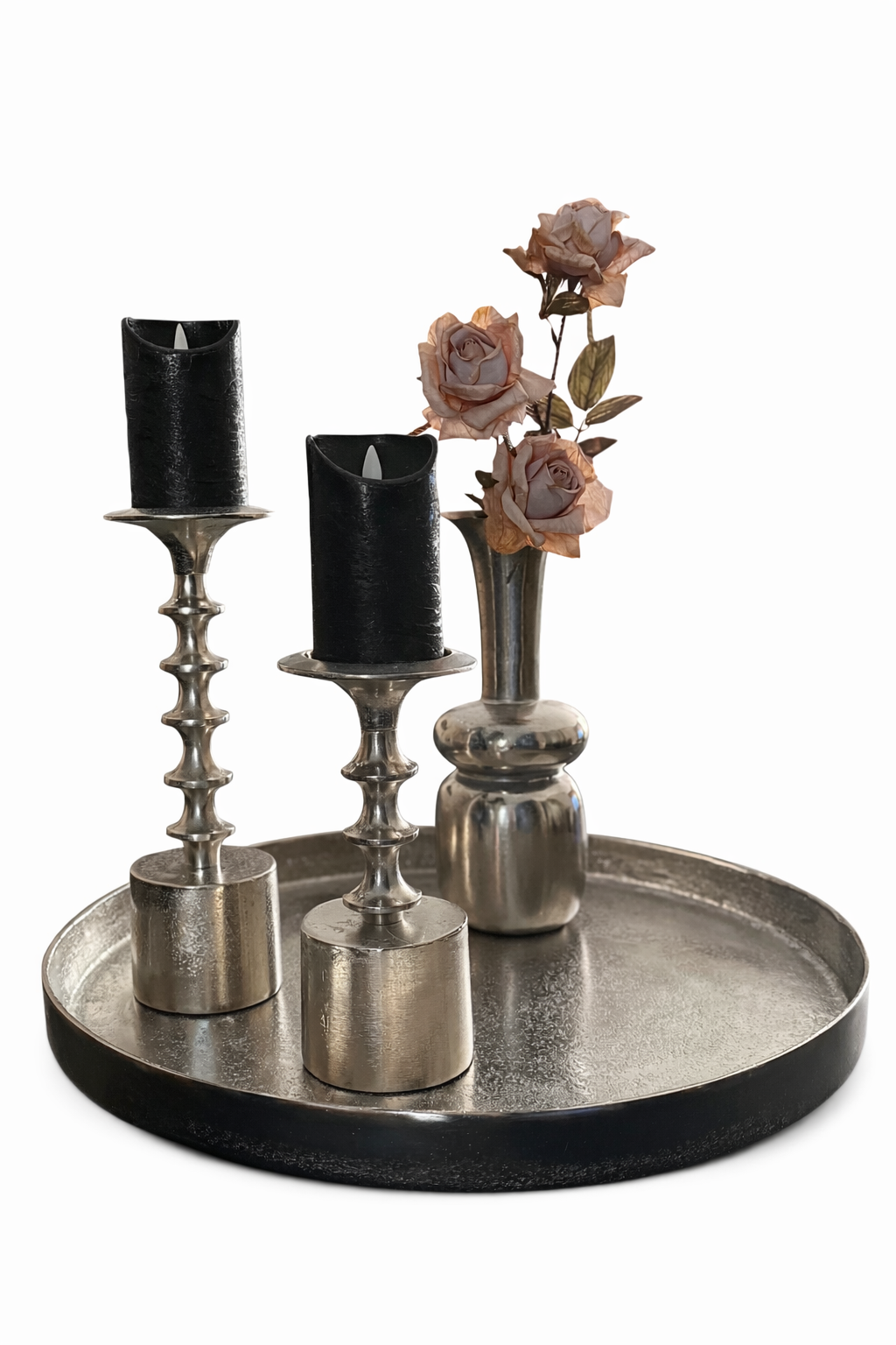 Complete zilveren decoratieset massief geschuurd – By Colmore