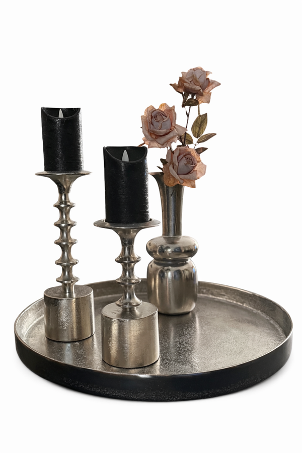 Complete zilveren decoratieset massief geschuurd – By Colmore