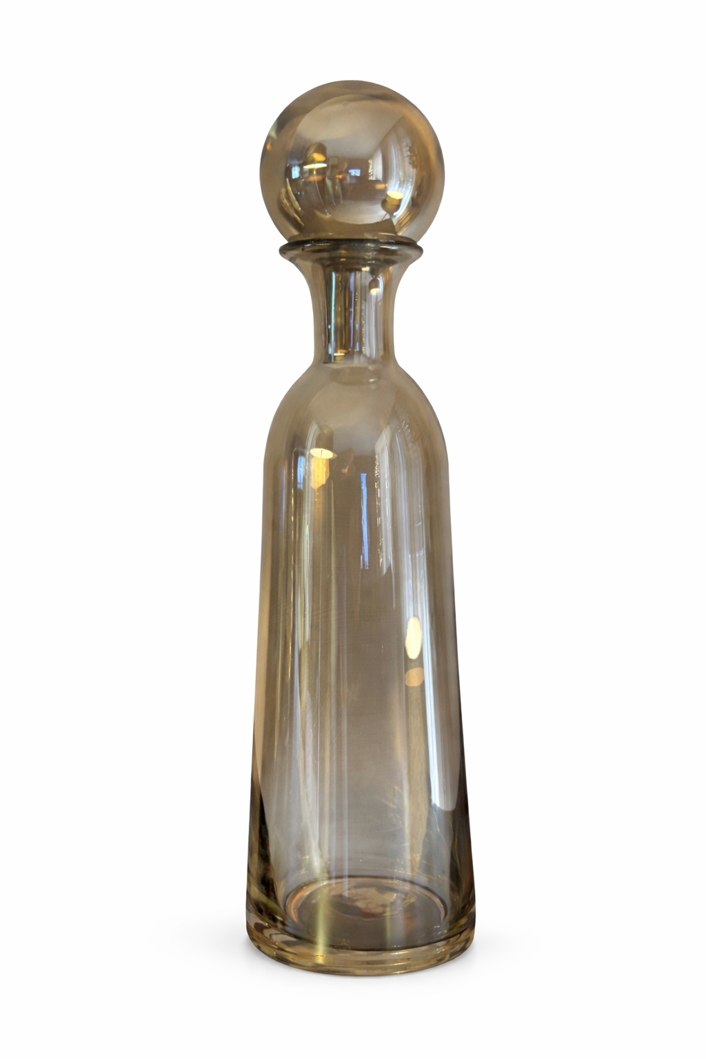 Amberkleurige glazen karaf met  Metallic glans