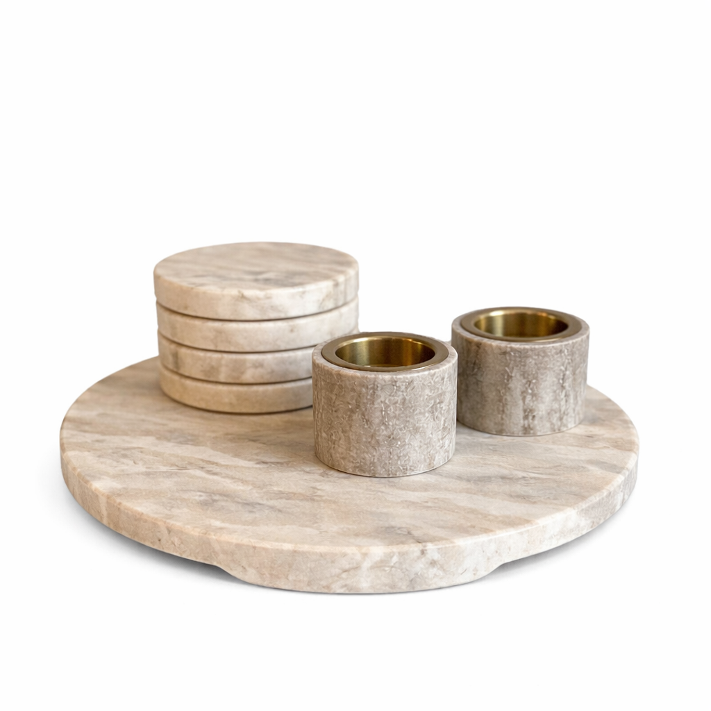 Marmeren Decoratieset met Goudaccent