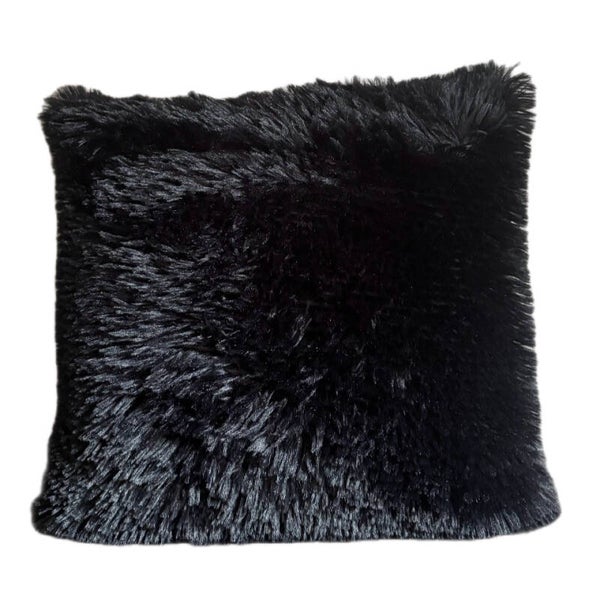 Zwarte fluffy sierkussen 30 x 45 cm