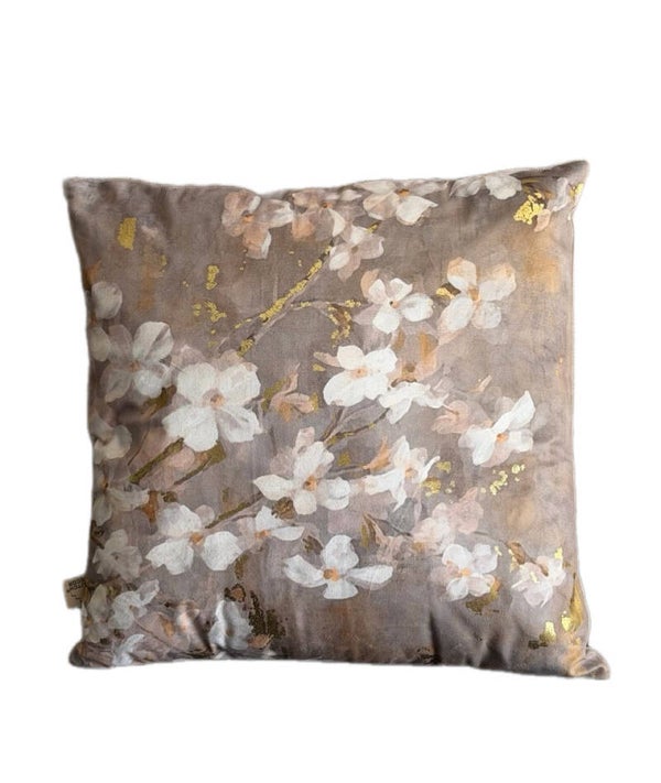 Dutch Decor sierkussen Suzy 45x45 – beige goud met bloemen