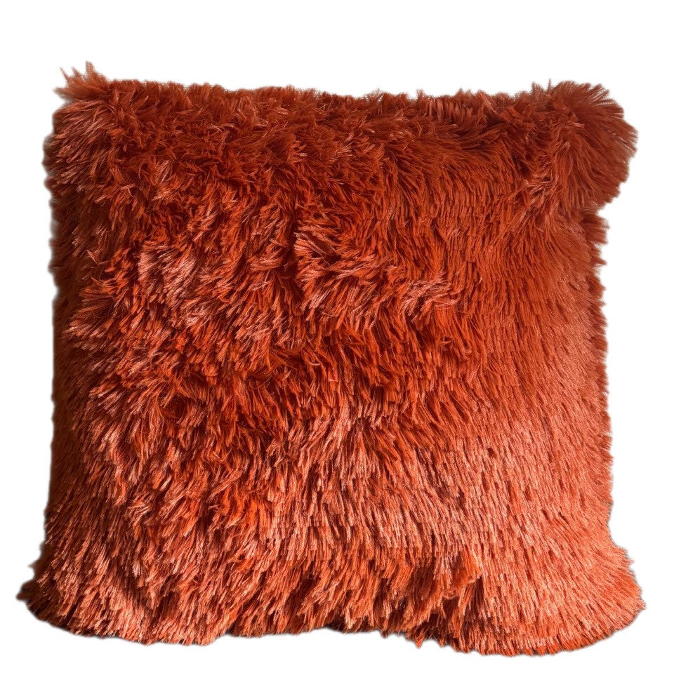 Oranje fluffy sierkussen 30 x 45 cm