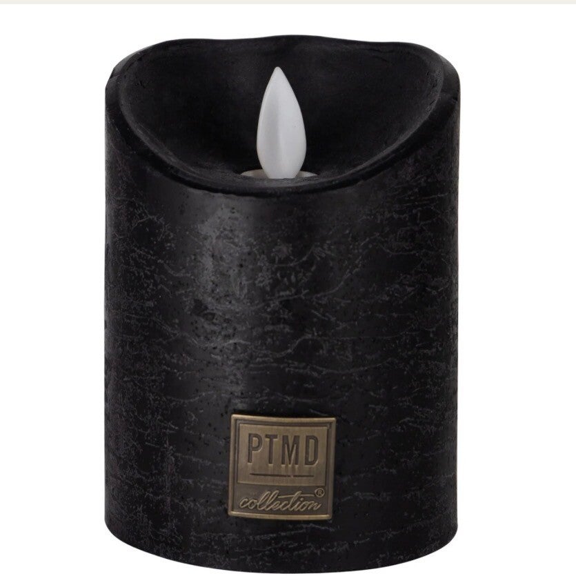 PTMD Collection LED licht kaars beweegbare vlam zwart S
