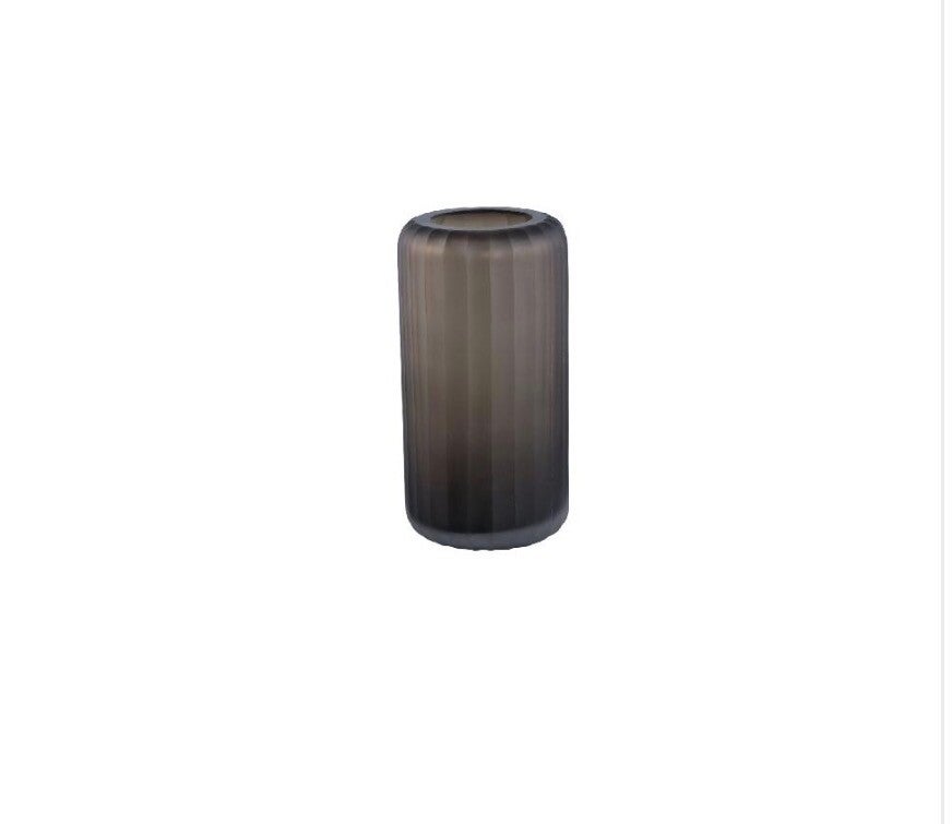Wander Taupe Round Glass Handcut Striped Vase S – 24 cm