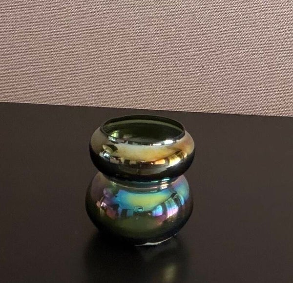 Glazen theelicht Olieglans – Groen/Blauw