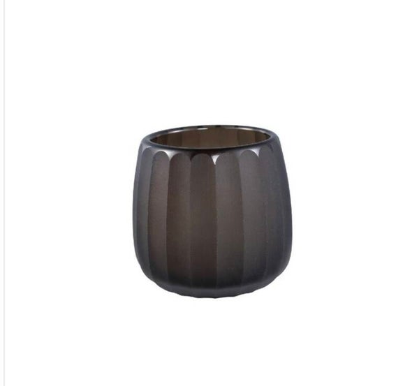 Ayva Taupe Round Glass Handcut Striped Stormlight M