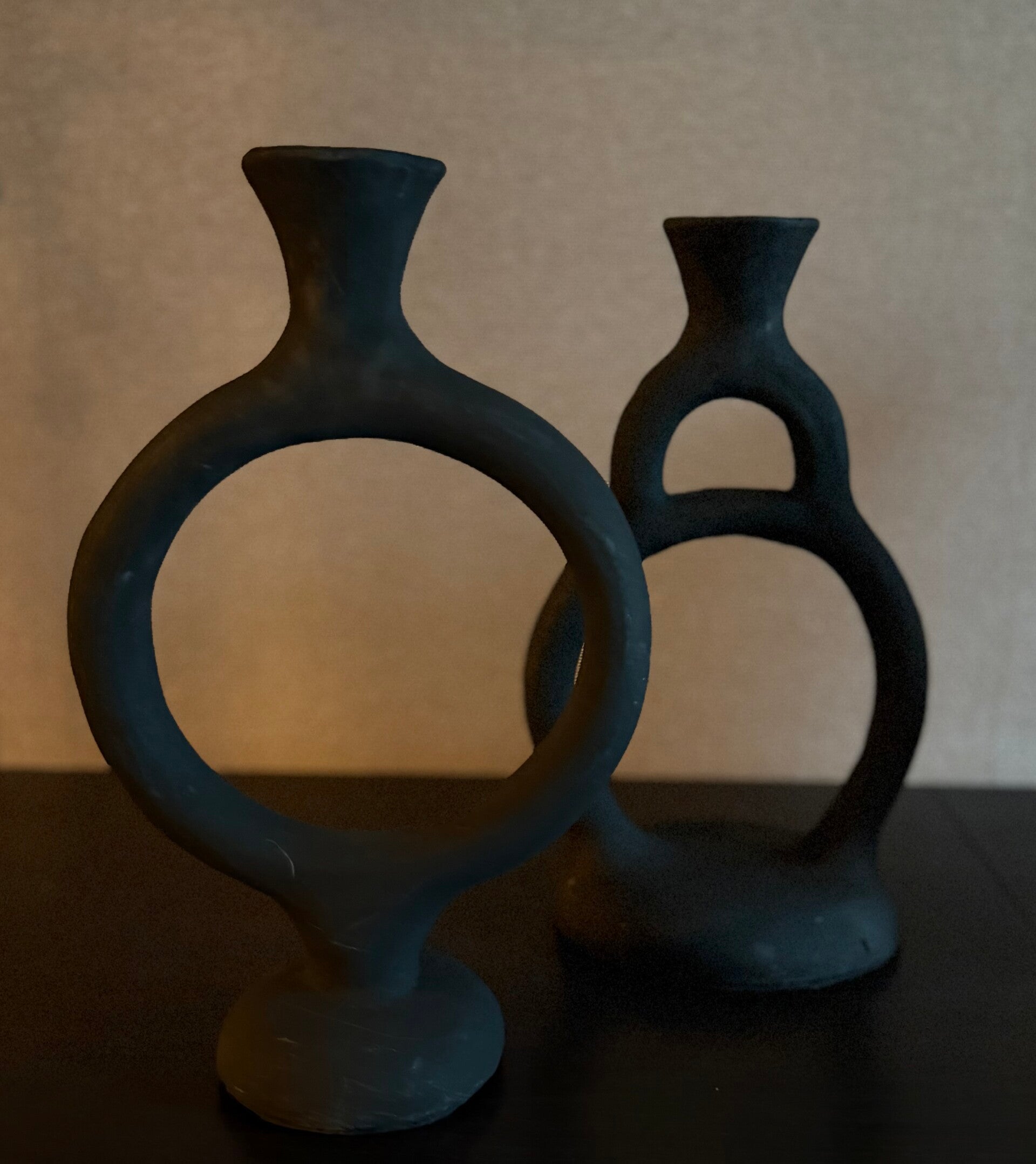 Pole to Pole kandelaars set – mat zwart keramiek