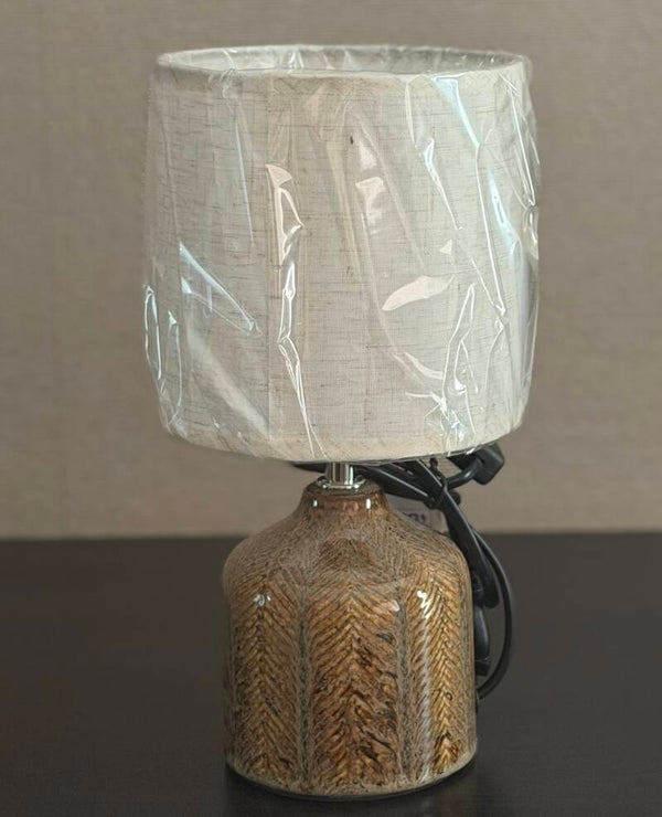 LETI Tafellamp met kap – bruin keramiek