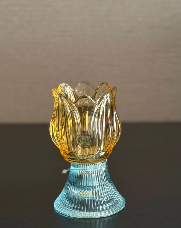 Emmy kandelaar – goud/blauw glas