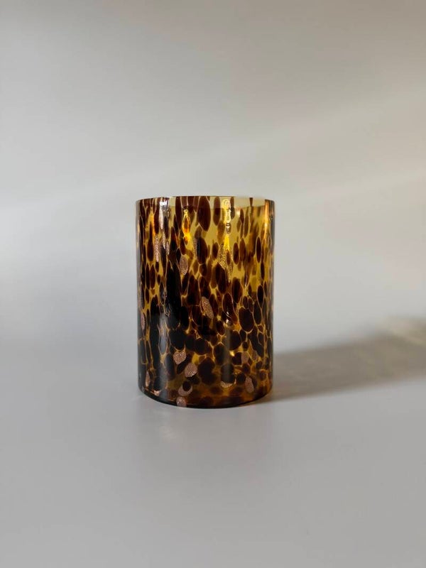 Glazen Windlicht Panterprint L