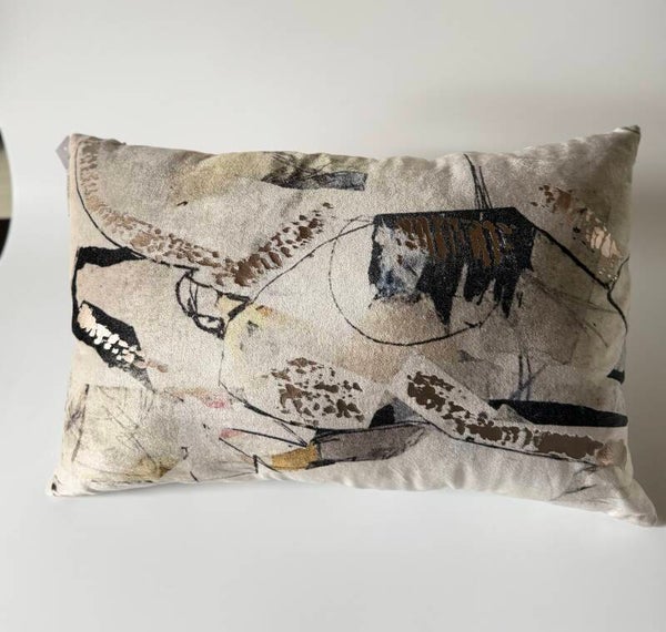 Sierkussen abstract beige 55 × 35 cm