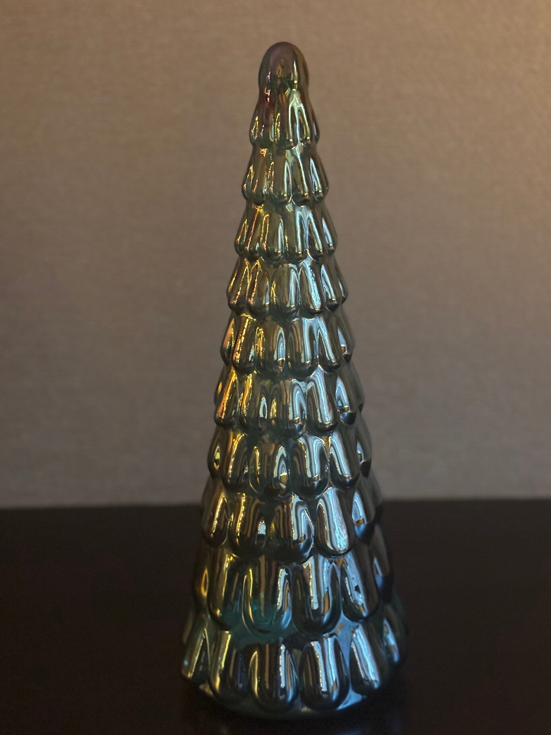 Clayre & Eef Kerstboom Blauw/groen Metallic Glas