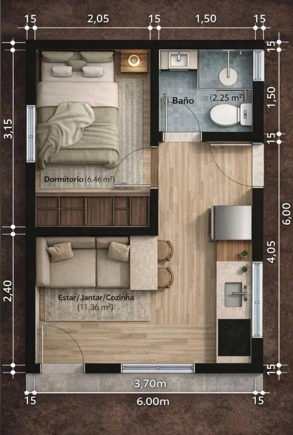 Casa prefabricada modular tipo 1 Habitación