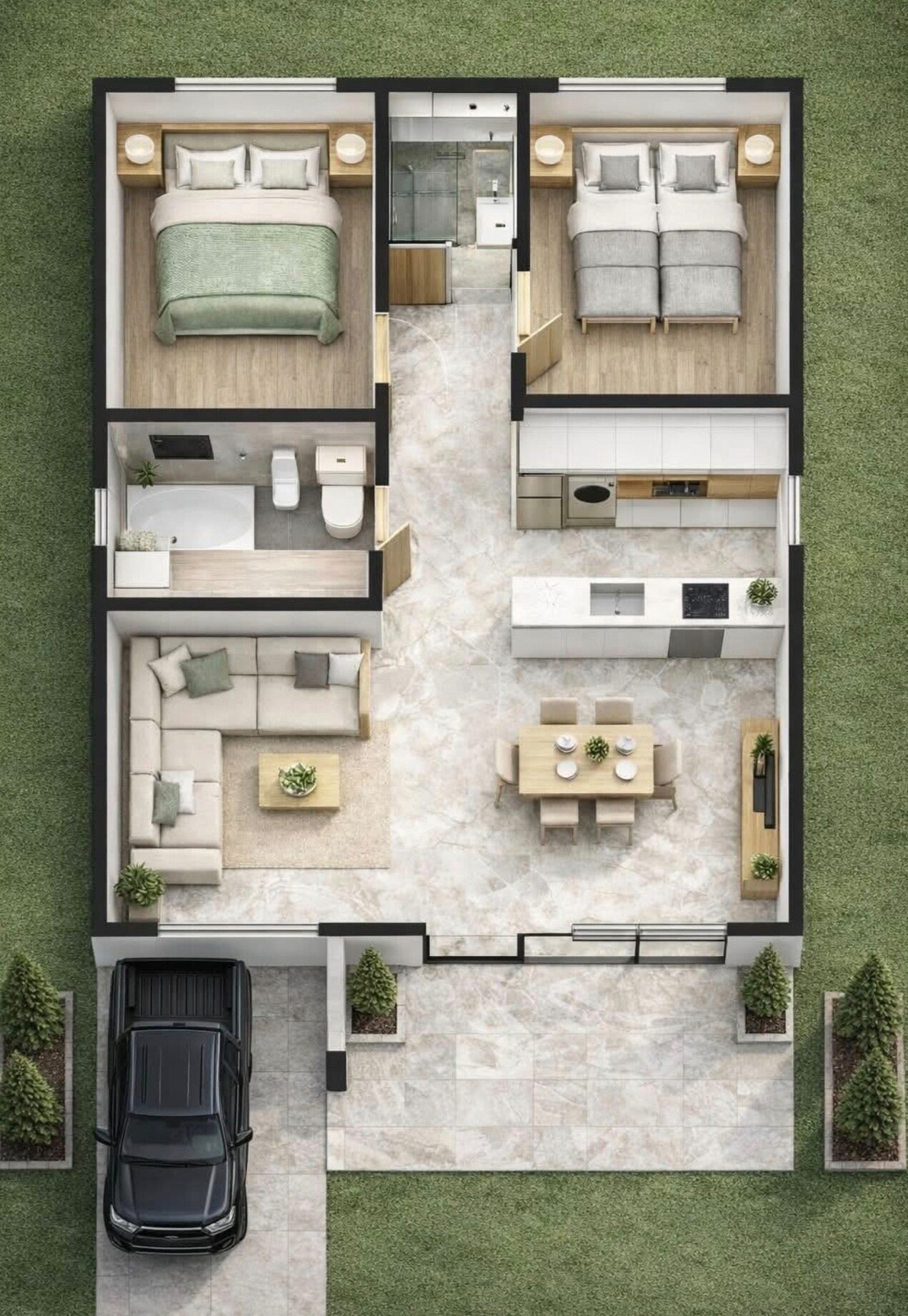 Casa prefabricada modular tipo 2 Habitación