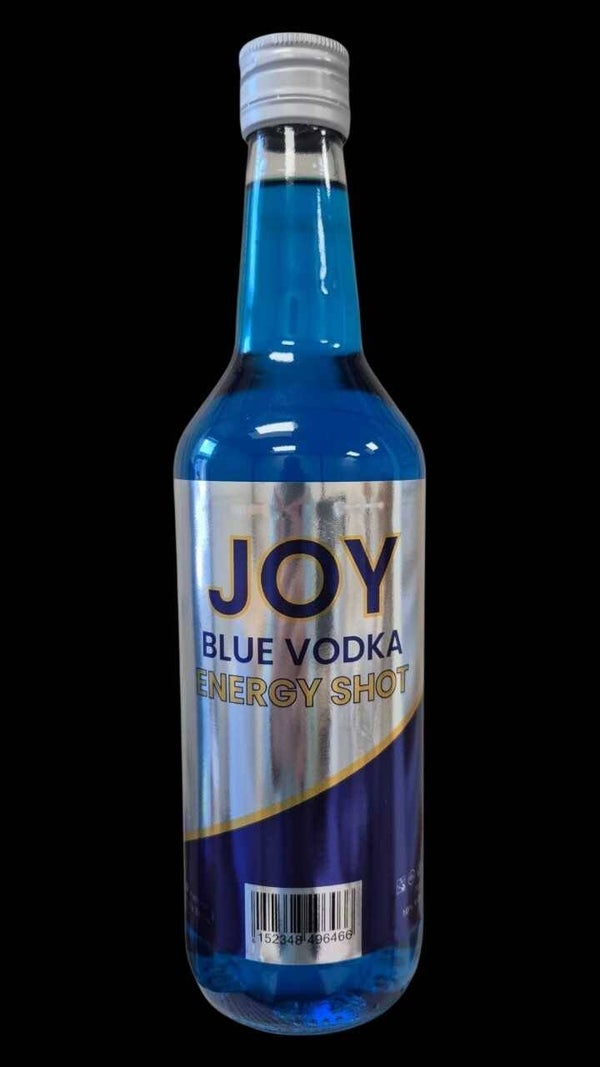 Doos 6 fles 70 cl 10% Vol JOY Blue Vodka Energy Shot! NIEUW!!!  € 8,75 per fles!