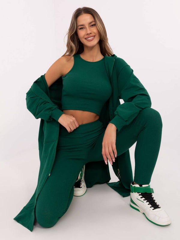 Damen Set 3teilig in grün und grau