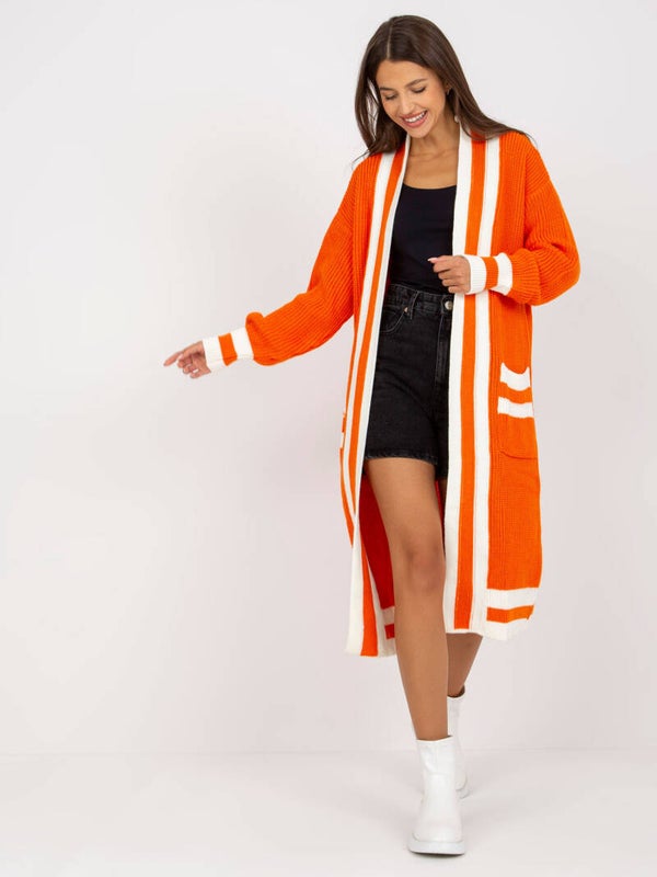 Oversize Cardigan in orange und grün