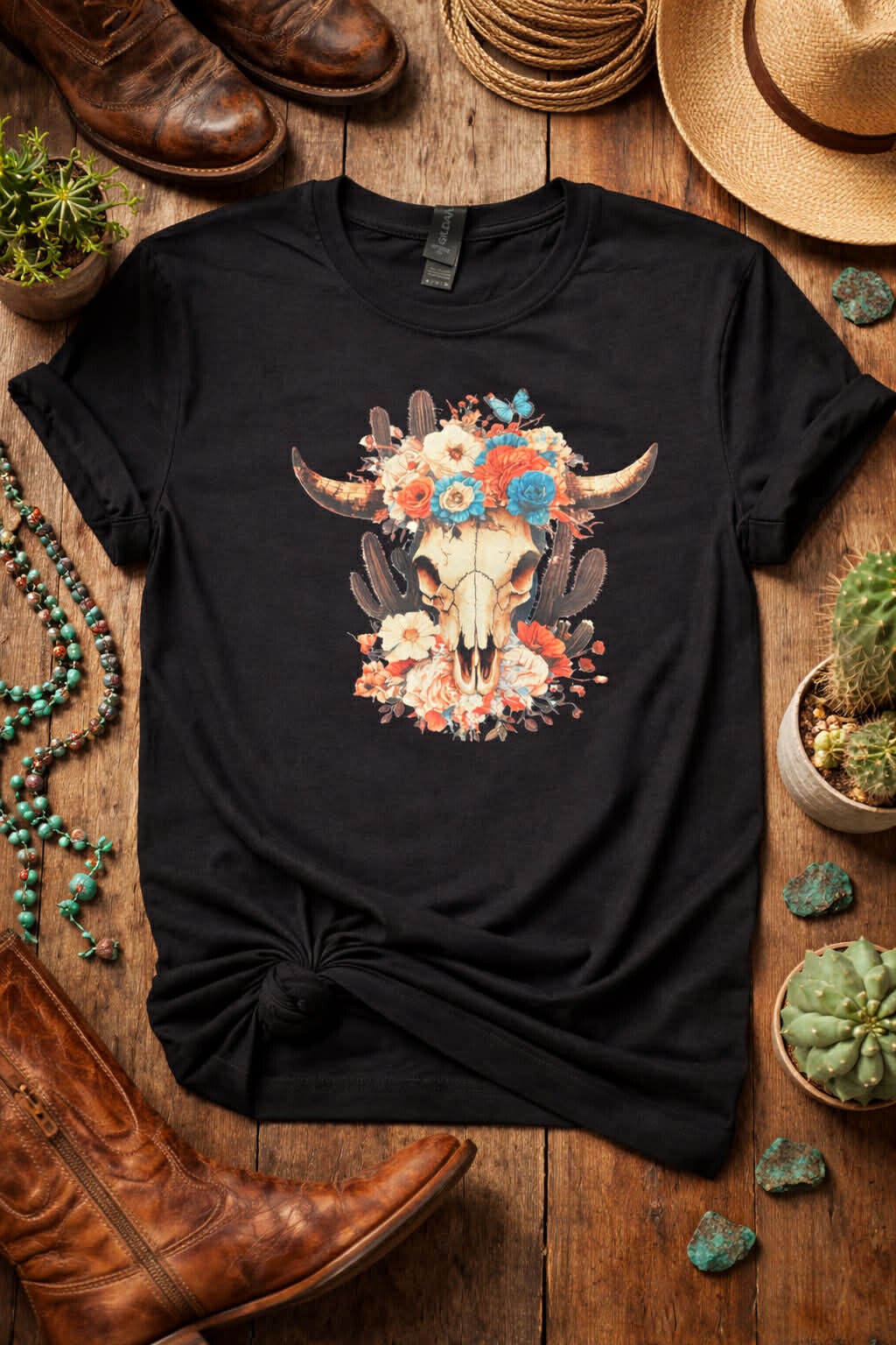 Flower- Skull- T-Shirt